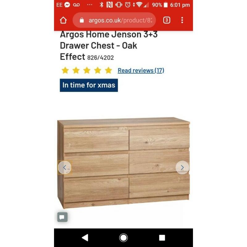 Argos Jenson chest of drawers 3*3