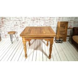 Turned Leg Extending Rustic Farmhouse Dining Kitchen Table Solid Hardwood - Space Saving Design